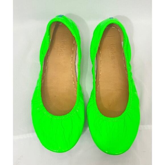 TIEKS Sz 9 Neon Galactic Green Ballet Flats Shoes - Picture 4 of 13